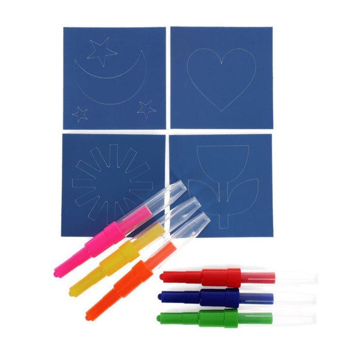 6 Canetas de Sopro com Stencil Rex London Magic Rainbow