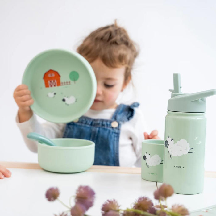 Garrafa Térmica em Inox Saro Funny Farm Hortelã 350ml