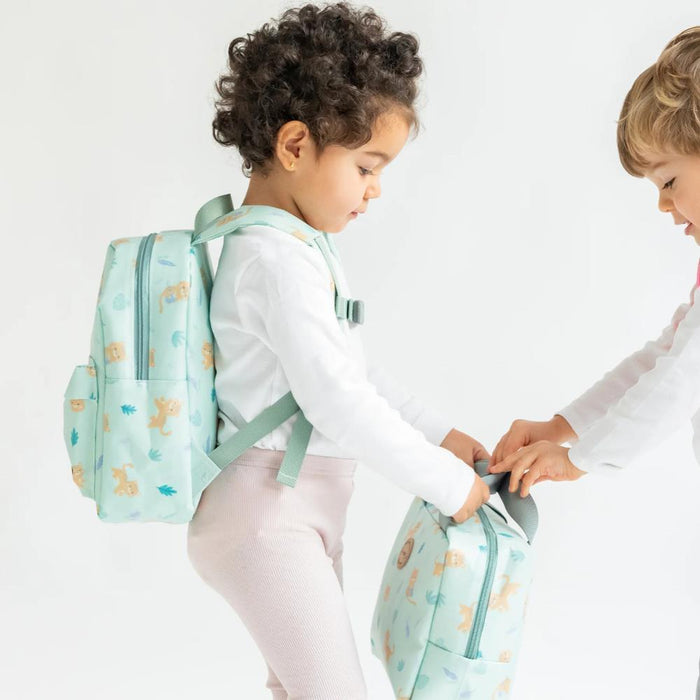 Mochila Pequena com Bolso Saro Cheetahs Hortelã 29cm