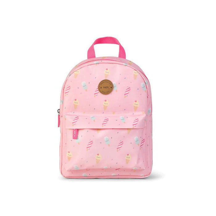 Mochila Pequena com Bolso Saro Ice Cream Rosa 29cm