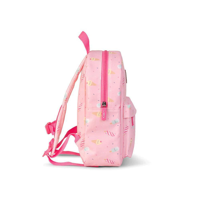 Mochila Pequena com Bolso Saro Ice Cream Rosa 29cm