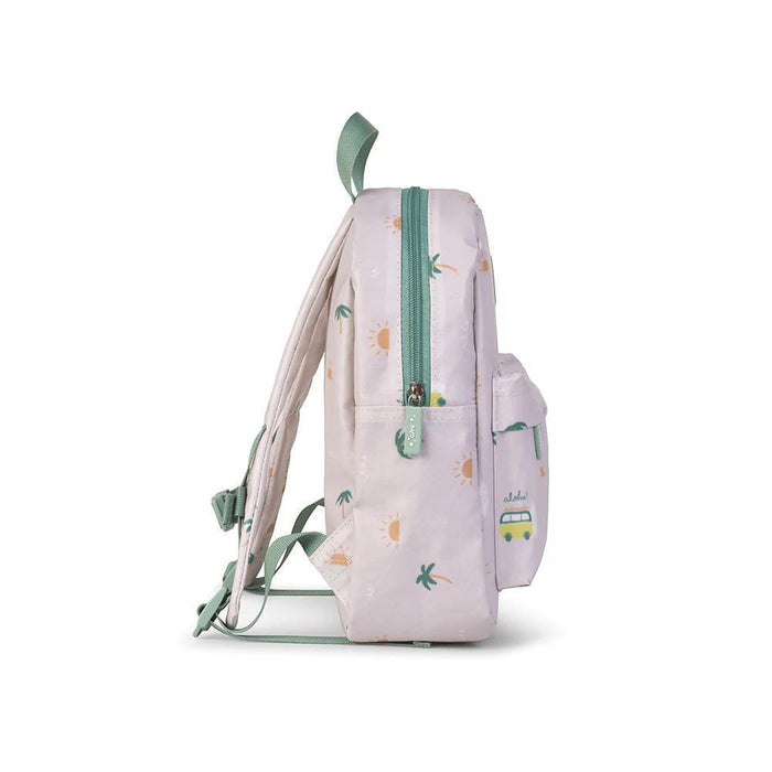 Mochila Pequena com Bolso Saro Aloha Bege 29cm