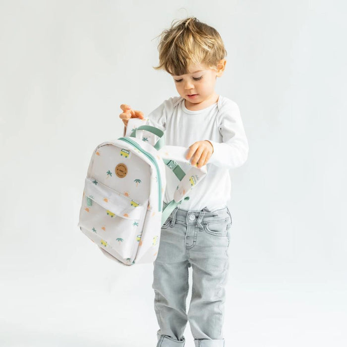 Mochila Pequena com Bolso Saro Aloha Bege 29cm