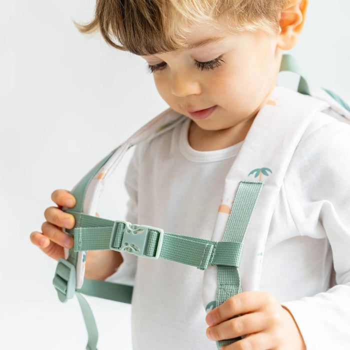 Mochila Pequena com Bolso Saro Aloha Bege 29cm