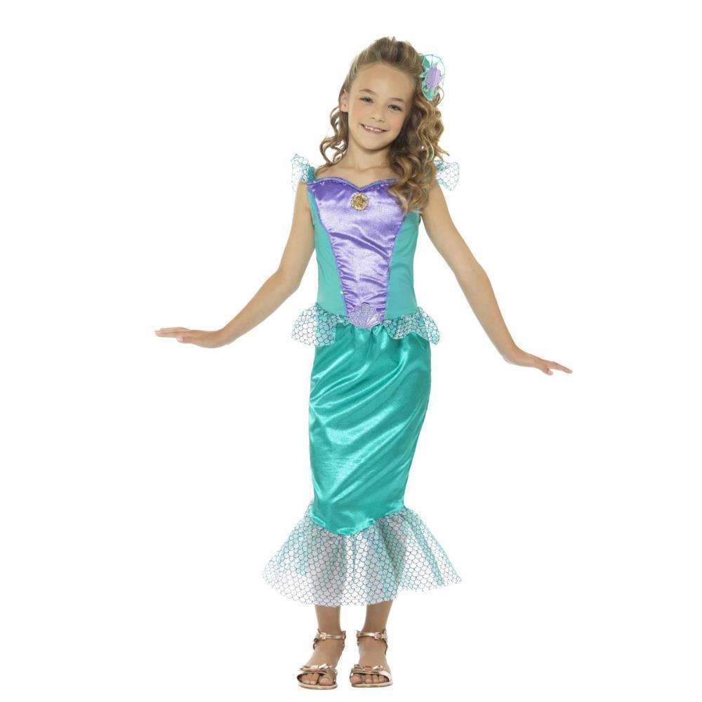 Sirena verde de lujo de fantasía para niños de 4 a 6 años