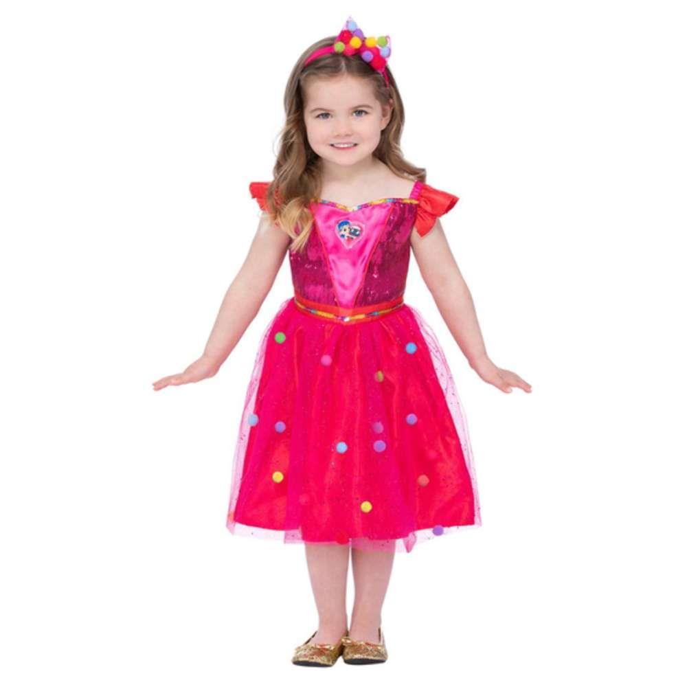 Disfraz de Reino del Arcoíris, vestido rosa, 4-6 años