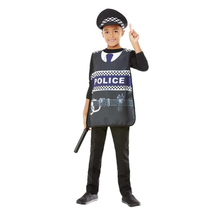 Disfraz de policía con sombrero y porra