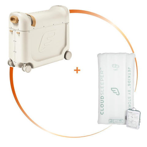 Pack Stokke JetKids Mala de Viagem BedBox Full Moon + Cama Insuflável JetKids CloudSleeper White