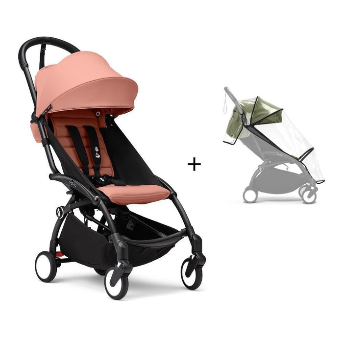 Pack Stokke Chassis Yoyo³ Black + Color Pack +6M Ginger + Capa da Chuva