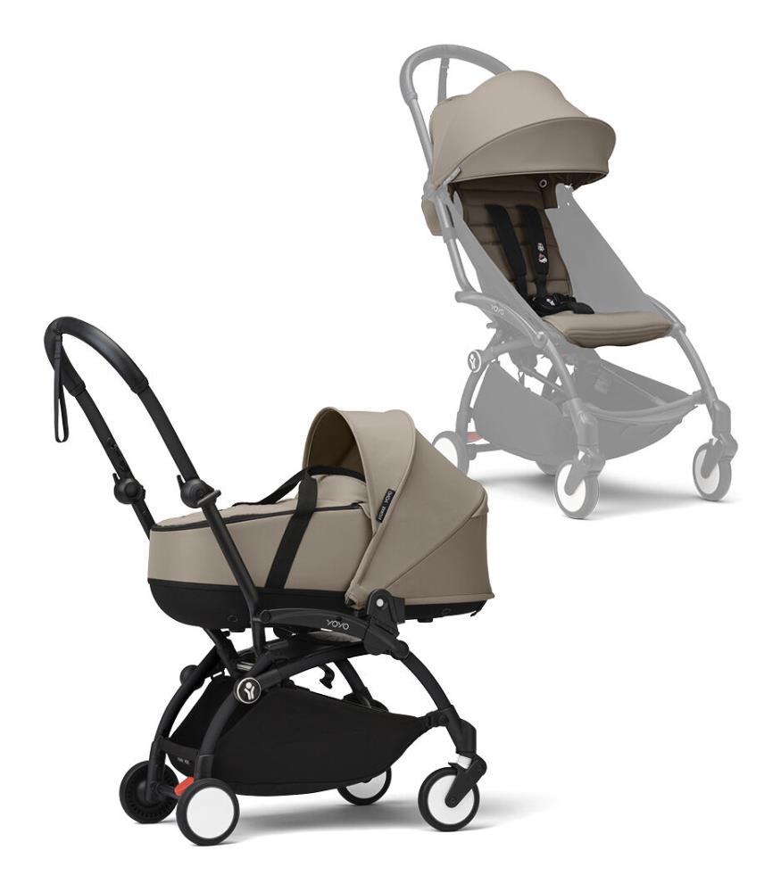 Pack Chasis Stokke Yoyo³ Negro + Pack de Color + 6M Gris Topo + Capazo Gris Topo