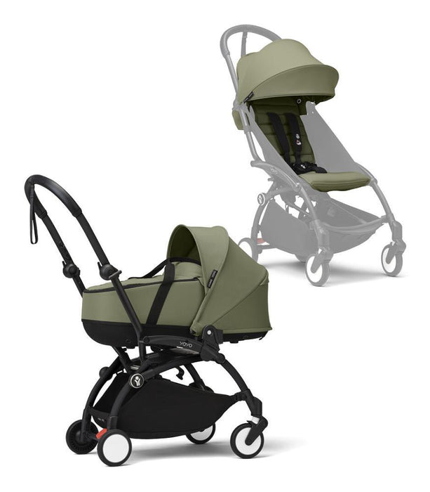 Pack Stokke Chassis Yoyo³ Black + Color Pack +6M Olive + Alcofa Olive