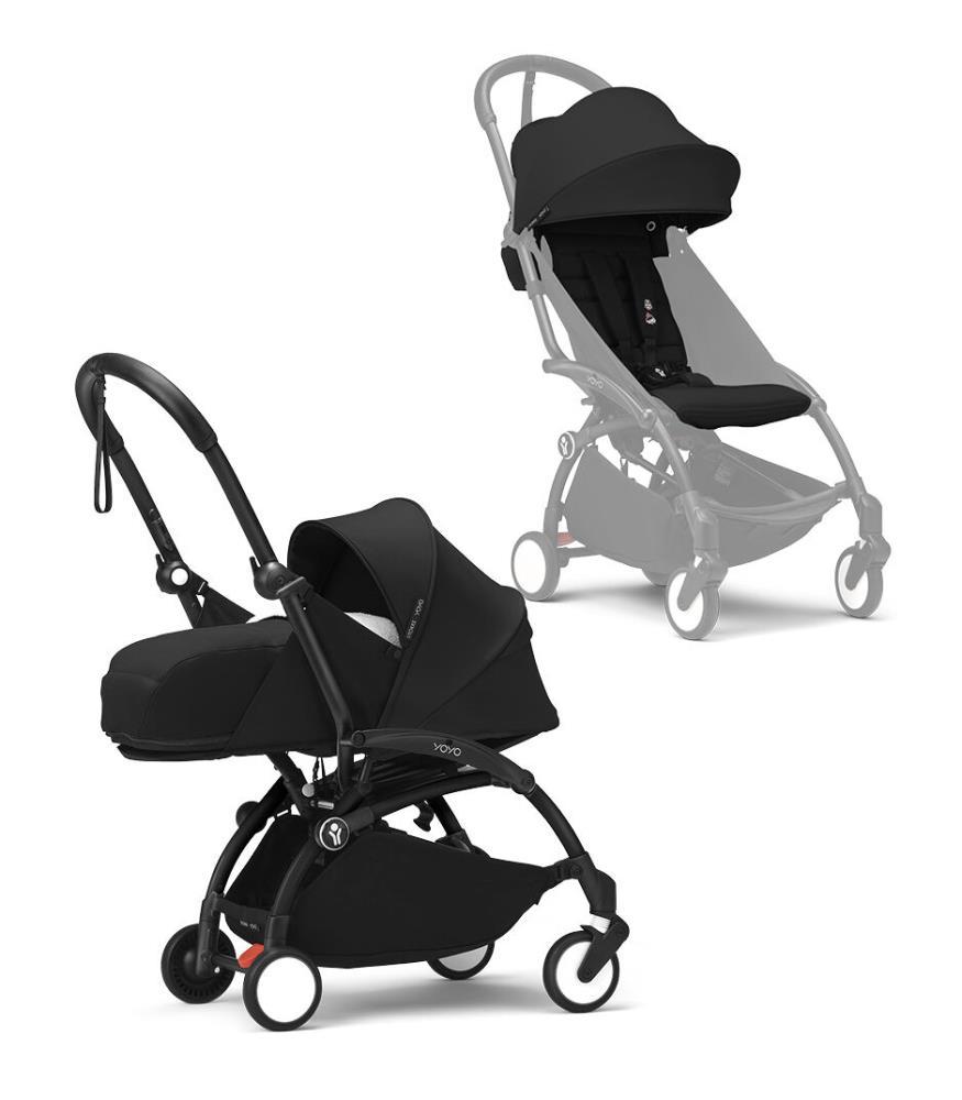 Chasis Stokke Yoyo³ Negro + Pack de color +6M Negro + Pack para recién nacidos 0+ Negro