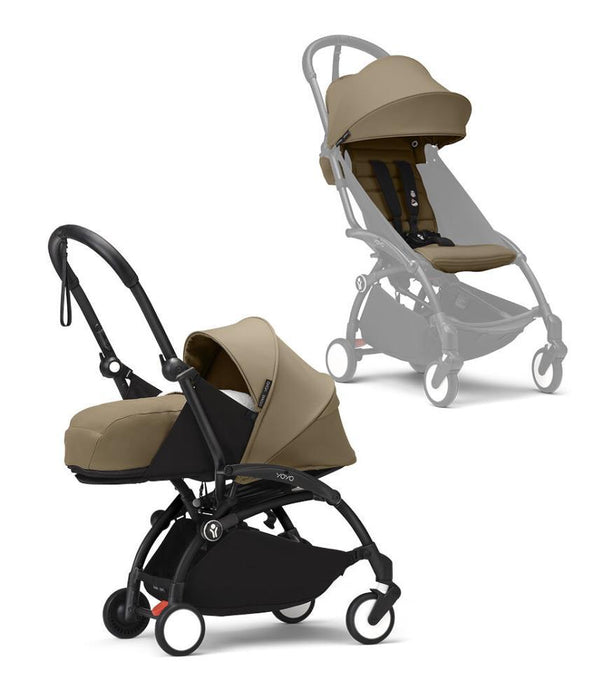 Pack Stokke Chassis Yoyo³ Black + Color Pack +6M Toffee + Pack Recém-Nascido 0+ Toffee
