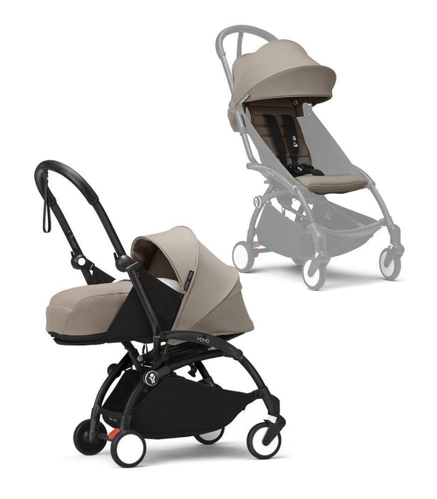Pack Stokke Chassis Yoyo³ Black + Color Pack +6M Taupe + Pack Recém-Nascido 0+ Taupe