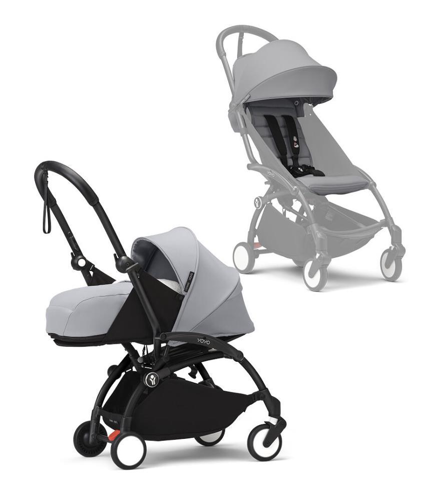 Paquete de chasis negro Stokke Yoyo³ + Paquete de color + Piedra 6M + Paquete para recién nacidos 0+ Piedra