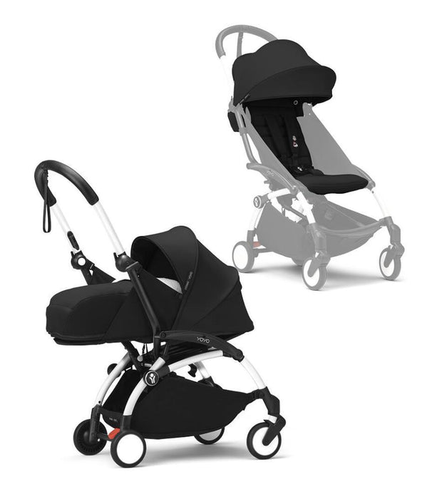 Pack Stokke Chassis Yoyo³ White + Color Pack +6M Black + Pack Recém-Nascido 0+ Black
