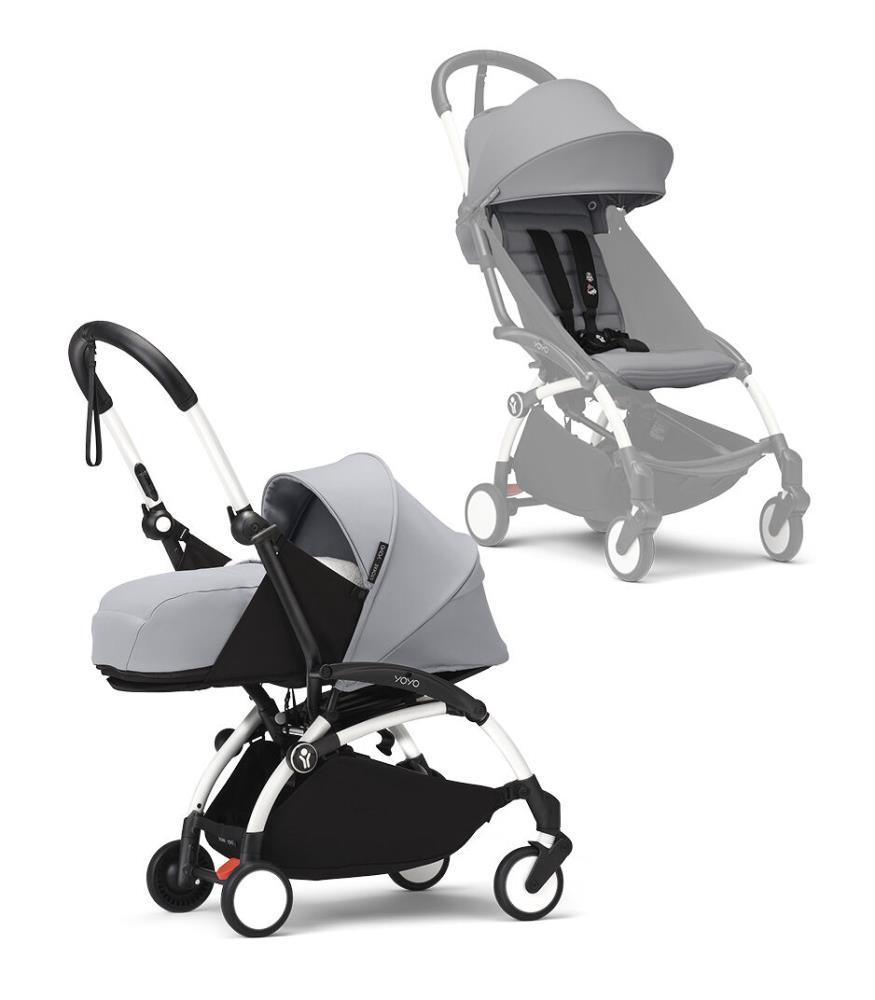Paquete de chasis blanco Stokke Yoyo³ + Paquete de color + 6M Stone + Paquete para recién nacidos 0+ Stone