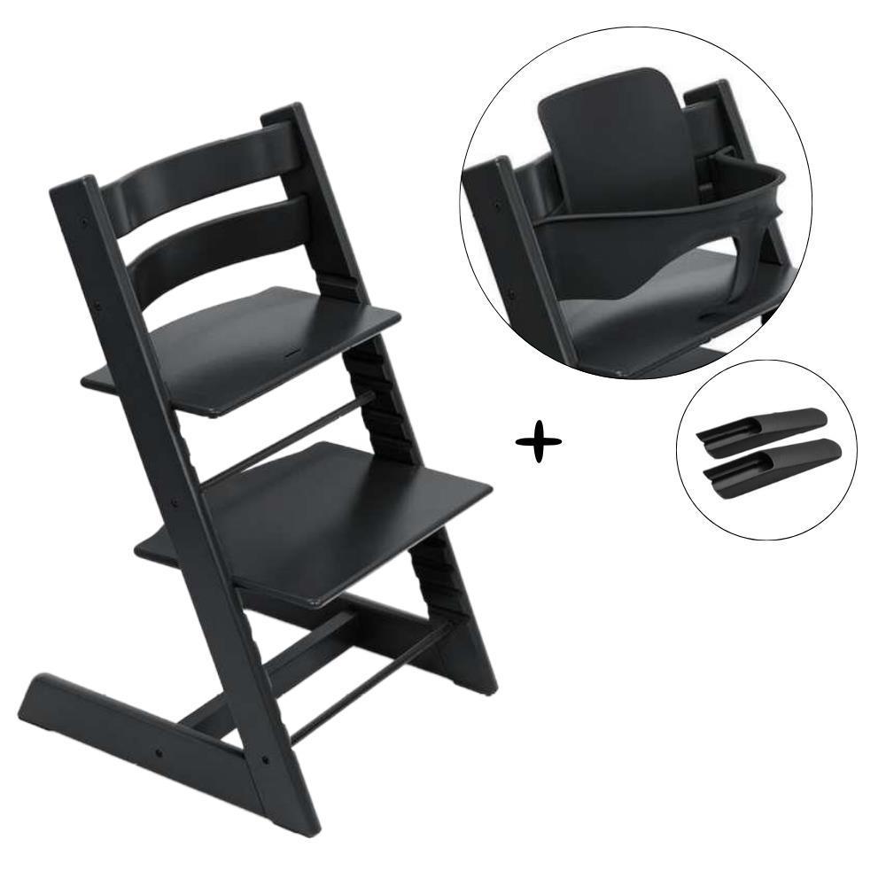 Tripp Trapp Highchair Pack in Black Wood + Baby Set² Black