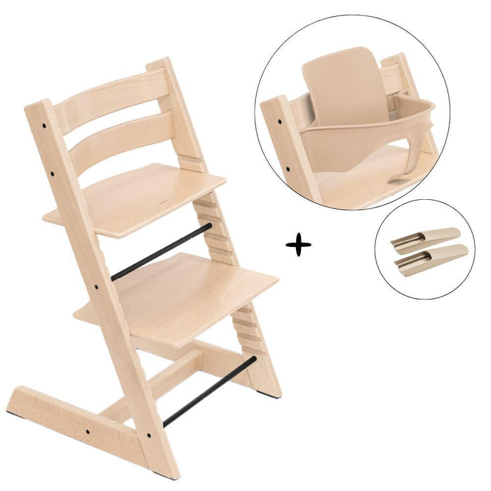 Pack Stokke Cadeira da Papa TrippTrapp em Madeira Natural + Baby Set² Natural