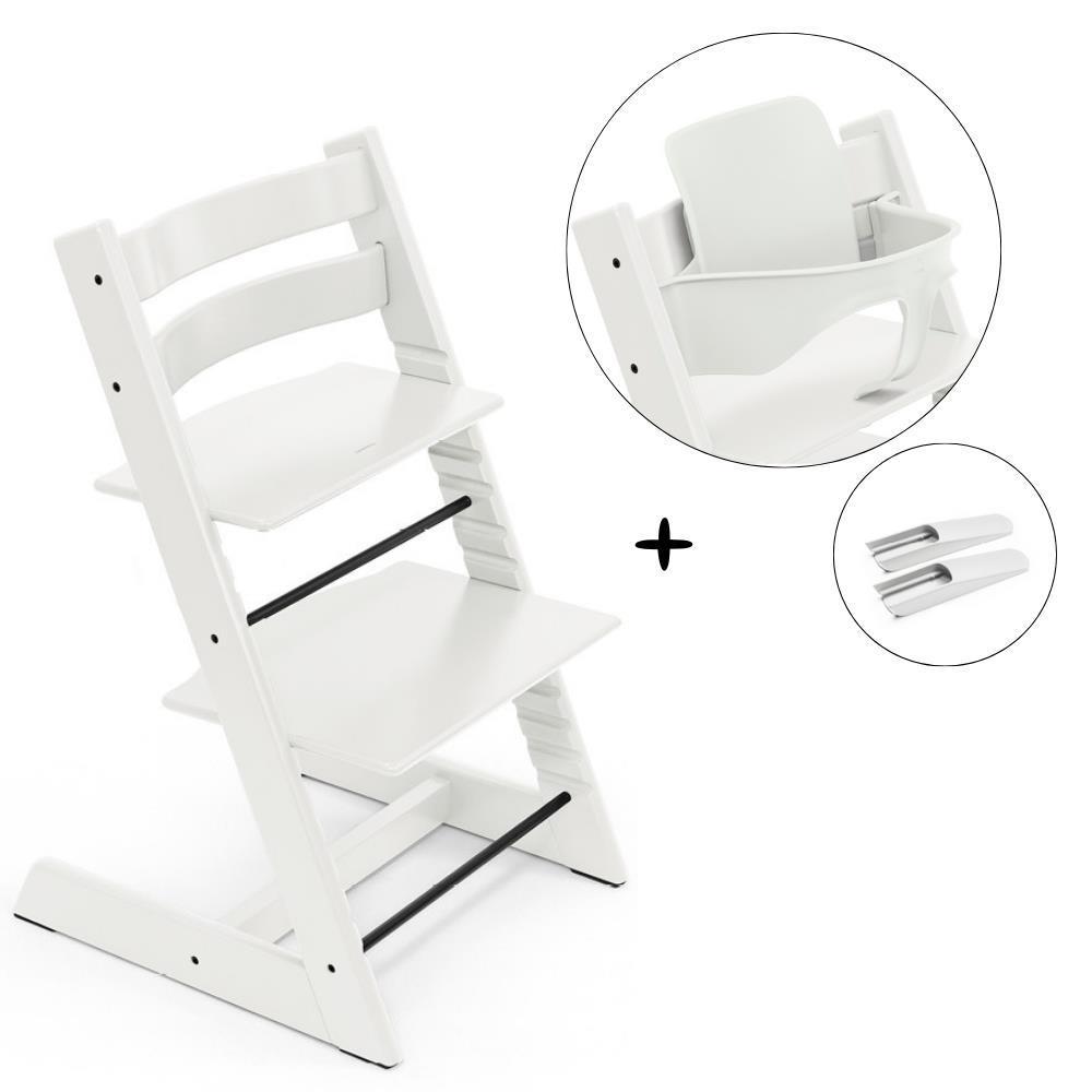 Pack Stokke Cadeira da Papa Tripp Trapp em Madeira White + Baby Set² White