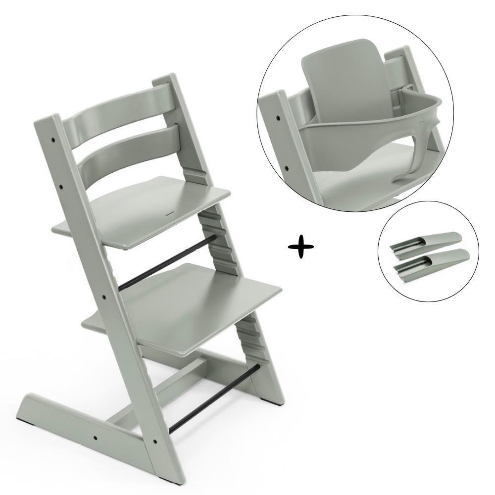 Pack Stokke Cadeira da Papa Tripp Trapp em Madeira Glacier Green + Baby Set² Glacier Green