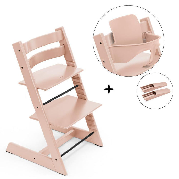 Pack Stokke Cadeira da Papa Tripp Trapp em Madeira Serene Pink + Baby Set² Serene Pink