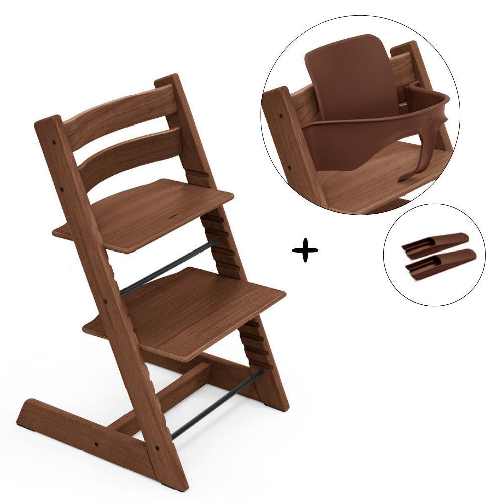 Tripp Trapp Oak High Chair Pack Warm Brown + Baby Set² Warm Brown