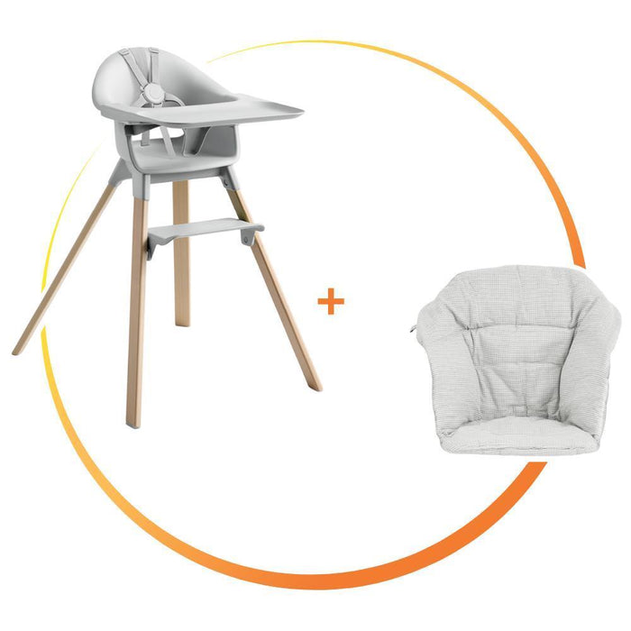 Pack Stokke Cadeira da Papa Clikk Cloud Grey + Almofada/Redutor Nordic Grey