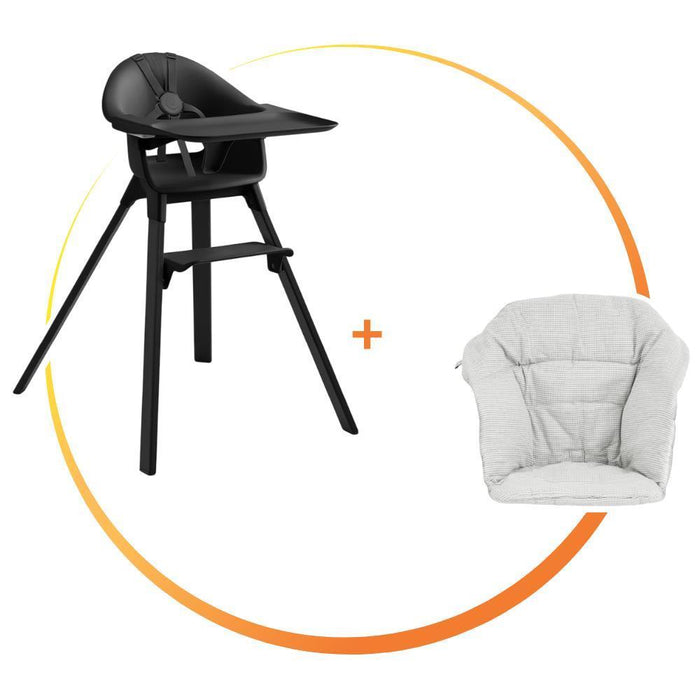 Pack Stokke Cadeira da Papa Clikk Midnight Black + Almofada/Redutor Nordic Grey