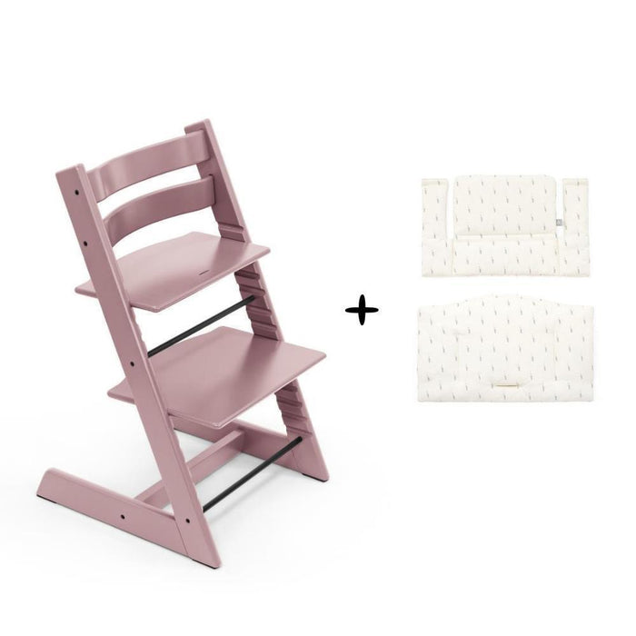 Pack Cadeira da Papa Stokke Tripp Trapp Heather Mauve + Almofada Clássica Wheat Cream