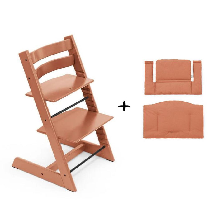 Pack Cadeira da Papa Stokke Tripp Trapp Terracotta + Almofada Clássica Terracotta