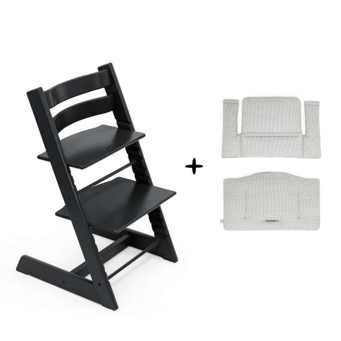 Pack Cadeira da Papa Stokke Tripp Trapp Black + Almofada Clássica Nordic Grey