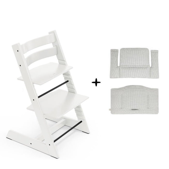 Pack Cadeira da Papa Stokke Tripp Trapp White + Almofada Clássica Nordic Grey