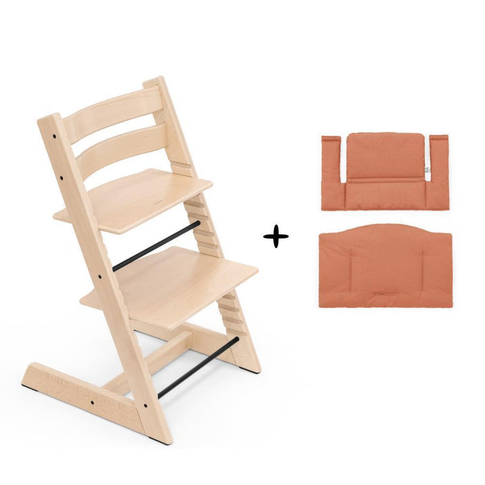Pack Cadeira da Papa Stokke Tripp Trapp Natural + Almofada Clássica Terracota