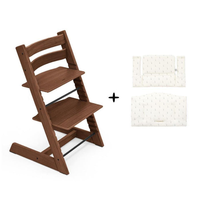 Pack Cadeira da Papa Stokke Tripp Trapp em Madeira Oak Warm Brown + Almofada Clássica Wheat Cream