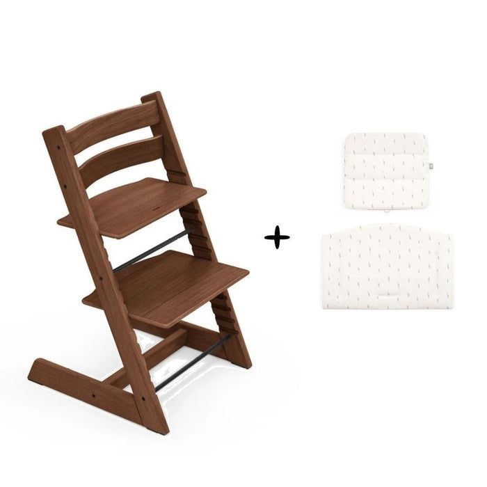Pack Cadeira da Papa Stokke Tripp Trapp em Madeira Oak Warm Brown + Almofada Clássica Wheat Cream