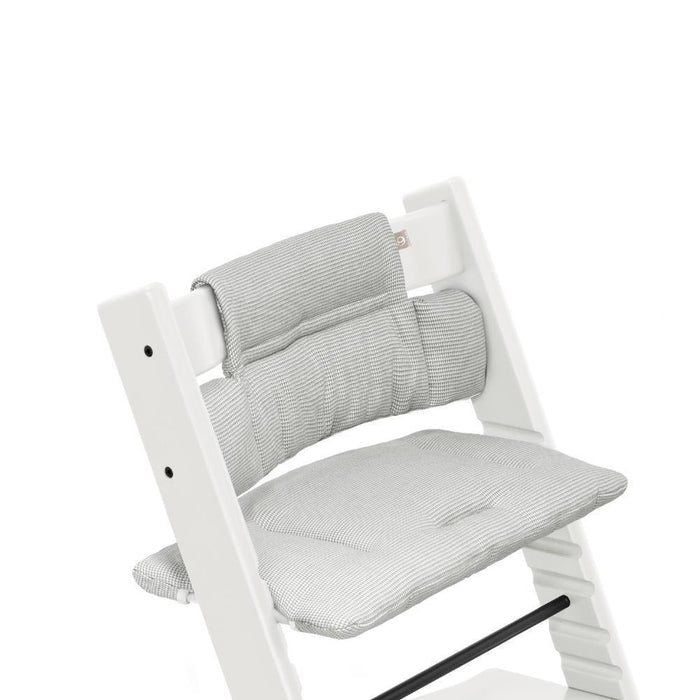 Pack Cadeira da Papa Stokke Tripp Trapp White + Newborn Set Grey + Almofada Clássica Nordic Grey