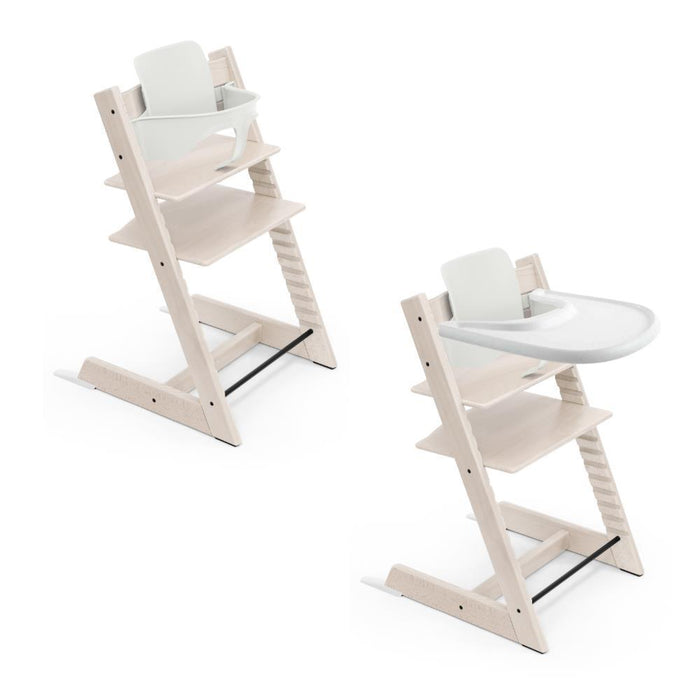 Pack Stokke Tripp Trapp Whitewash + Baby Set² + Tabuleiro White