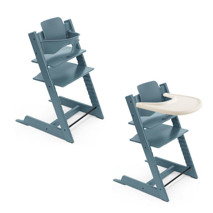 Pack Stokke Tripp Trapp + Baby Set²  Fjord Blue + Tabuleiro Vanilla White