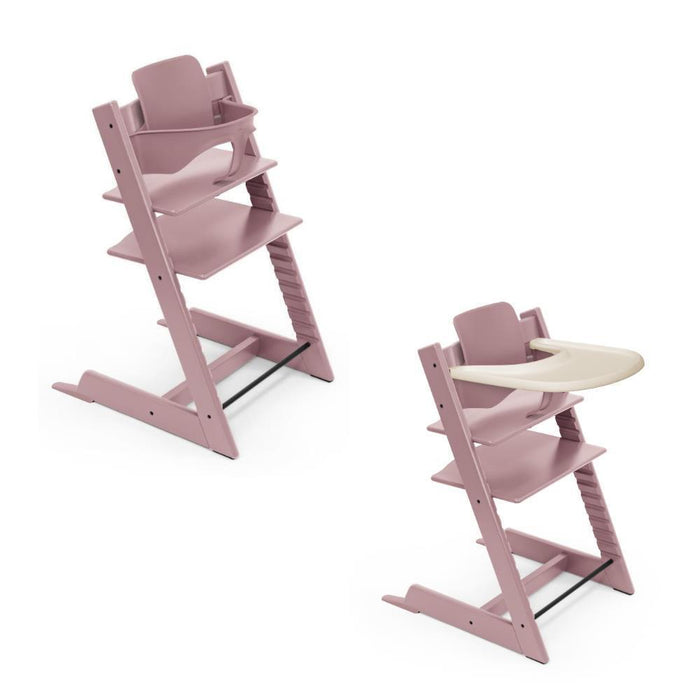 Pack Stokke Tripp Trapp + Baby Set² Heather Mauve + Tabuleiro Vanilla White
