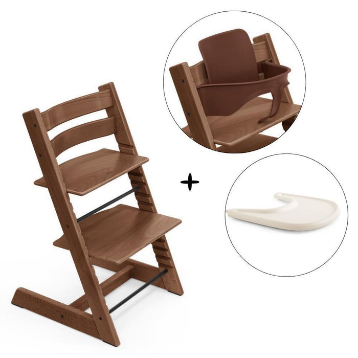 Pack Stokke Tripp Trapp + Baby Set² Warm Brown + Tabuleiro Vanilla White