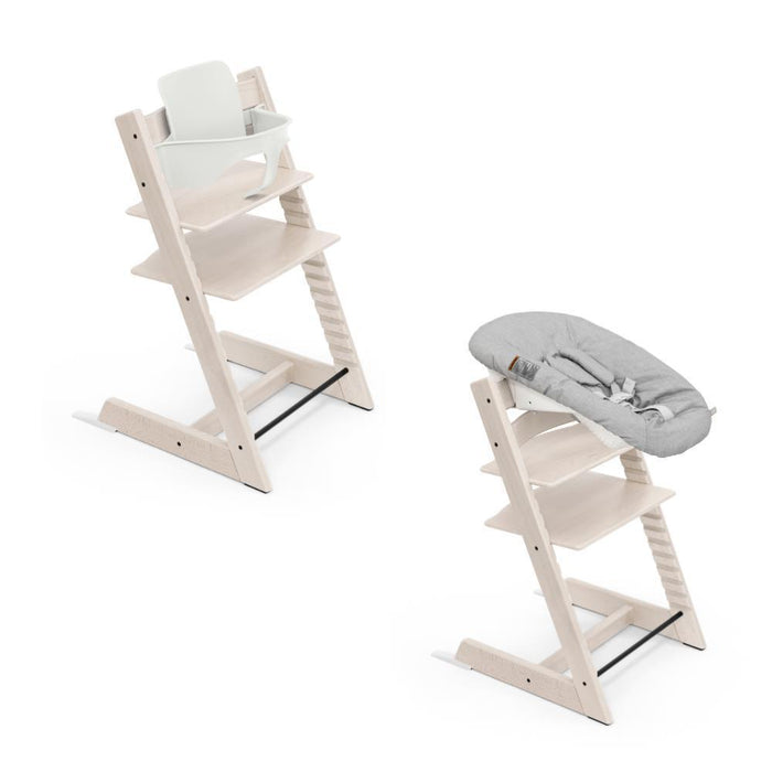 Pack Stokke Tripp Trapp Whitewash + Baby Set² White + Newborn Set Grey