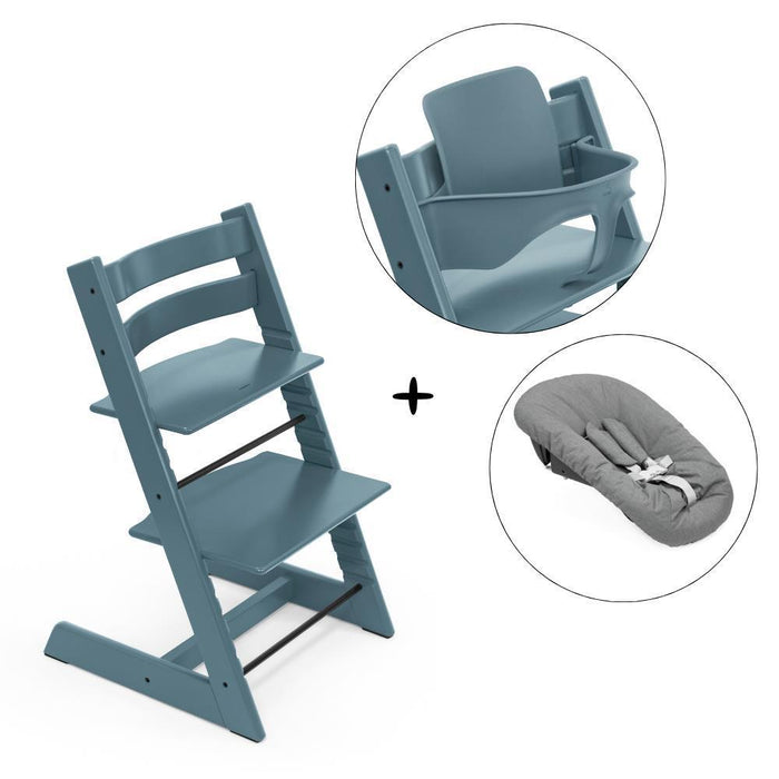 Pack Stokke Tripp Trapp + Baby Set² Fjord Blue + Newborn Set Anthracite