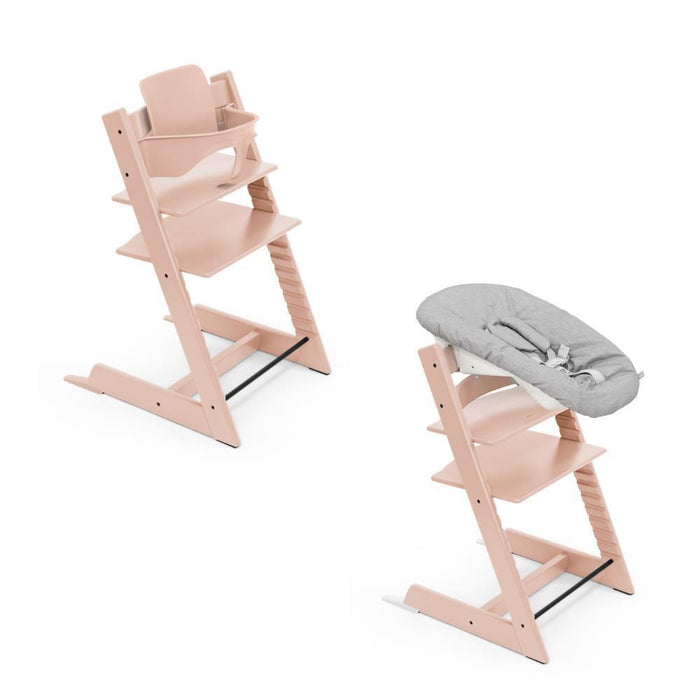 Pack Stokke Tripp Trapp + Baby Set² Serene Pink + Newborn Set Grey