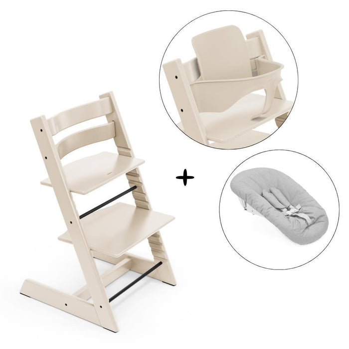 Pack Stokke Tripp Trapp + Baby Set² Vanilla White + Newborn Set Grey