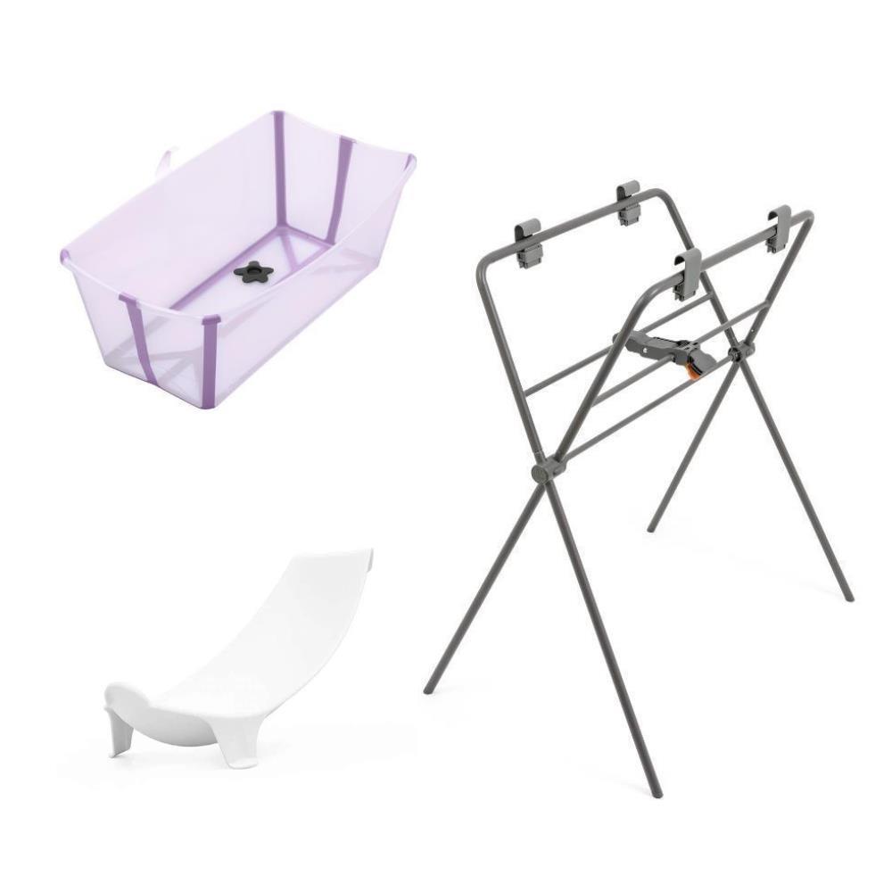 Pack Stokke Banheira Dobrável Flexi Bath Lavender + Assento + Suporte