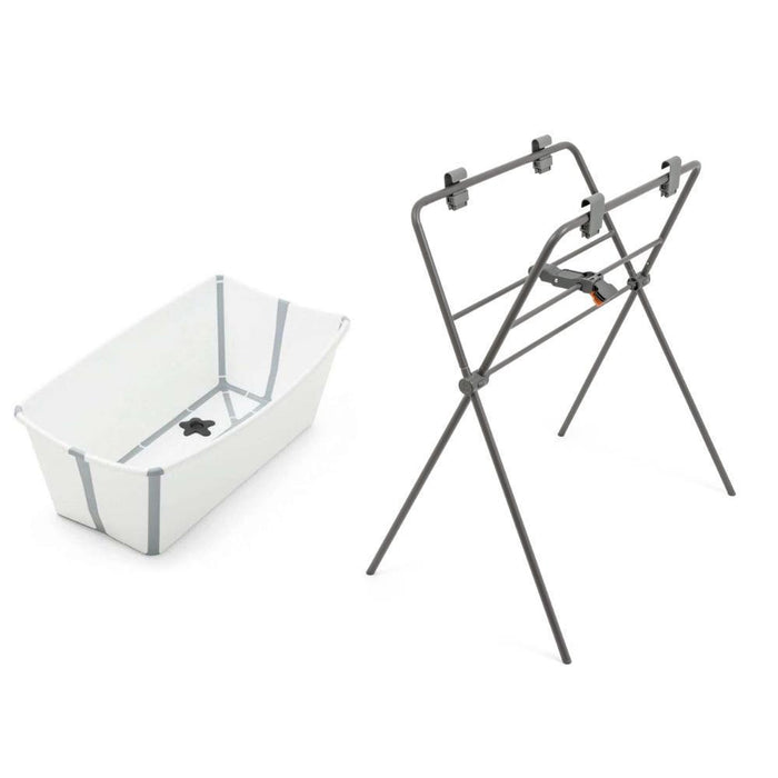 Pack Stokke Banheira Dobrável Flexi Bath White Grey + Suporte