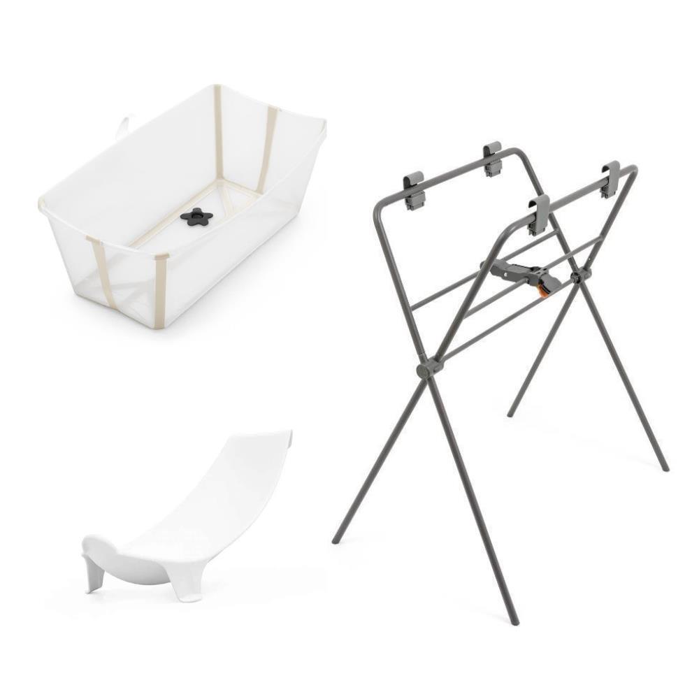 Bañera plegable Stokke Flexi Bath color beige arena + asiento + soporte