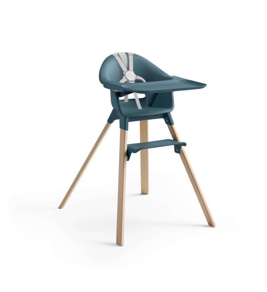 Cadeira da Papa Stokke Clikk Bamboo Fjord Blue/Natural
