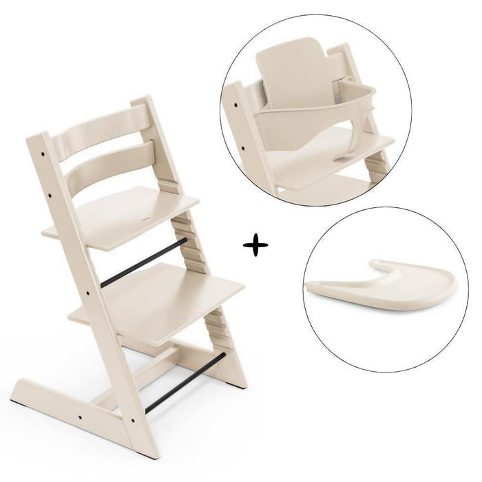 Stokke Bundle Cadeira da Papa TrippTrapp + Baby Set² + Tabuleiro Vanilla White